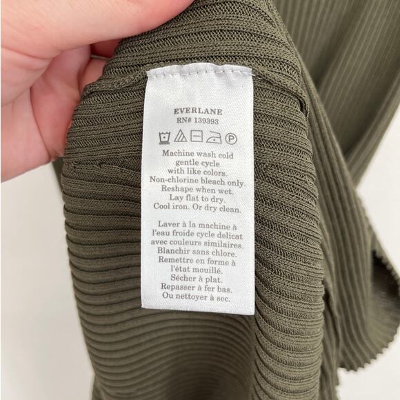 Everlane The Knit Polo Dress Collared Ribbed Short-Sleeve Midi Olive - Small - Picture 10 of 13